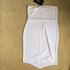 White strapless mini dress